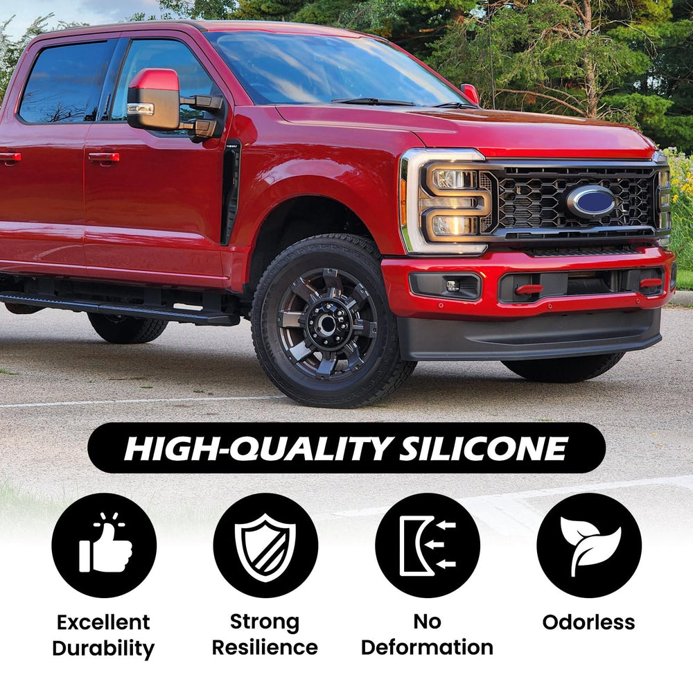 TECHPICCO red accent contrasting with truck paint for bold look