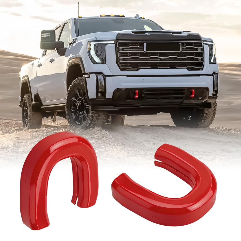 TECHPICCO front bumper tow hook cover installed for cleaner appearance and protection