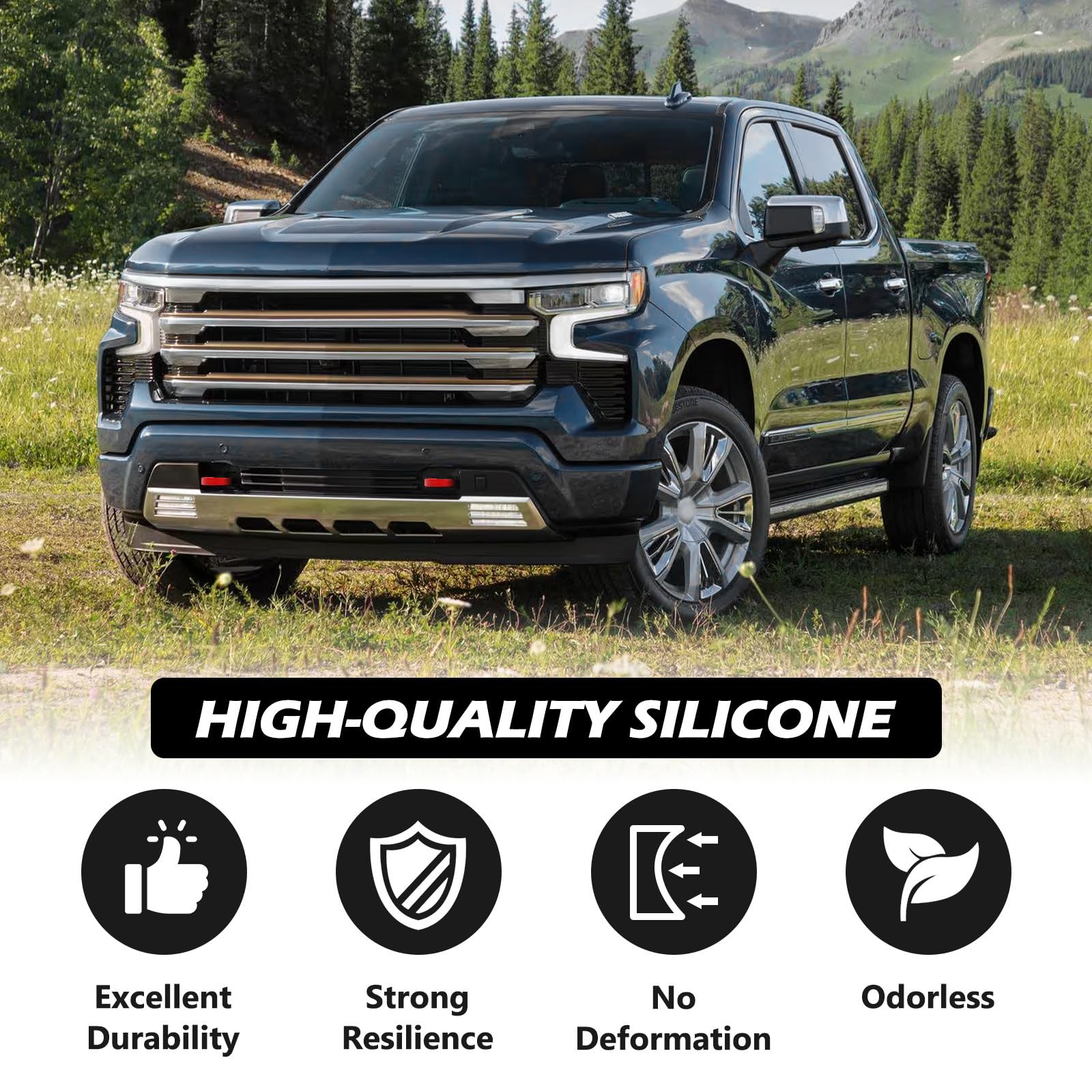 TECHPICCO installed on Silverado front, demonstrates sporty color accent
