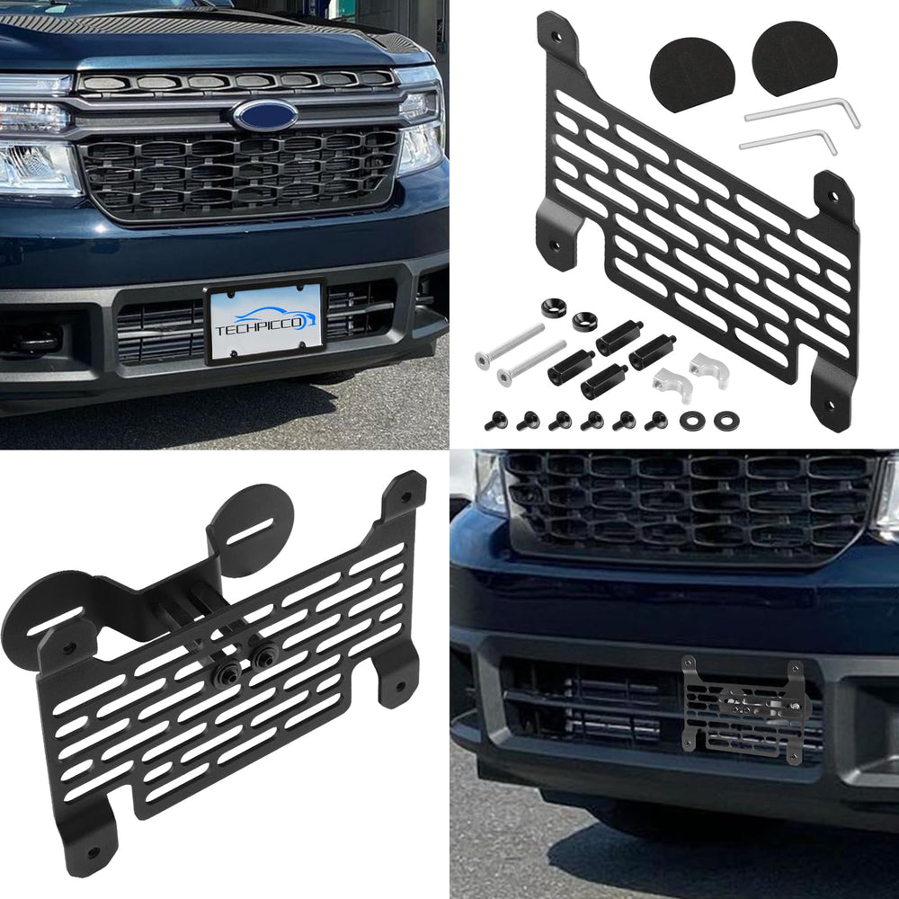 TECHPICCO frame beside license plate for size comparison and correct fit