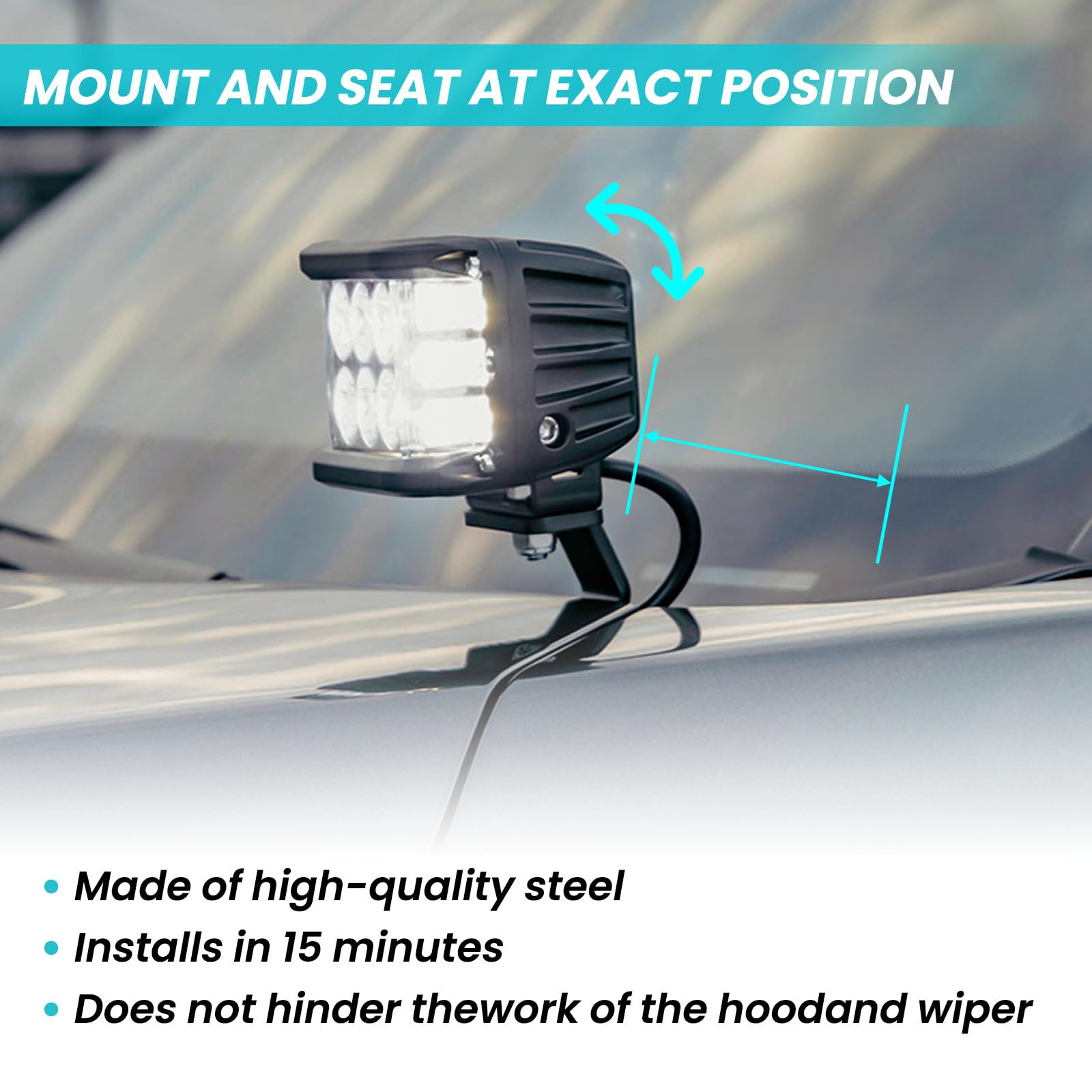 TECHPICCO mount with LED pod lit showing improved off-road visibility