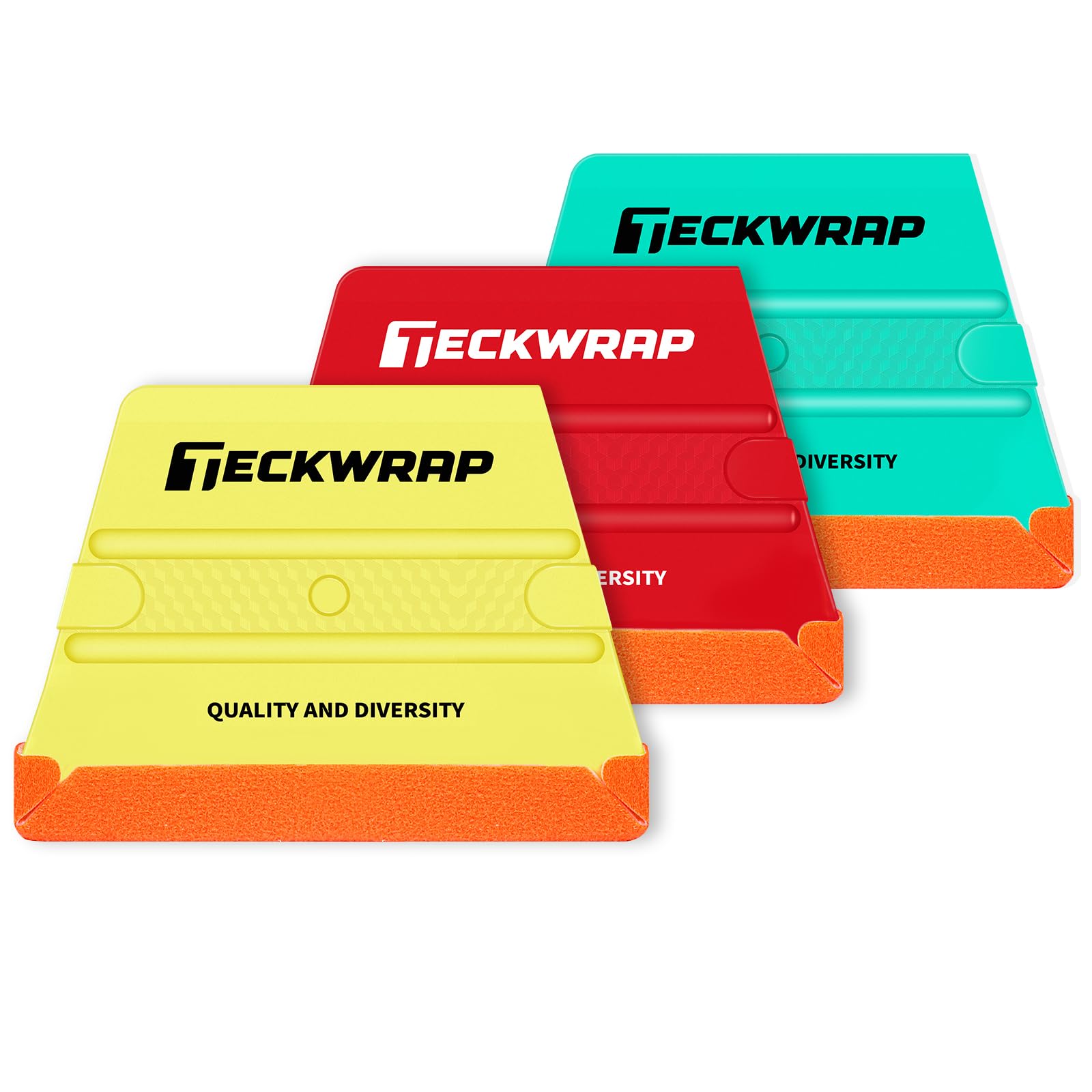 TECKWRAP felt squeegee front view showing shape and colors for precise control