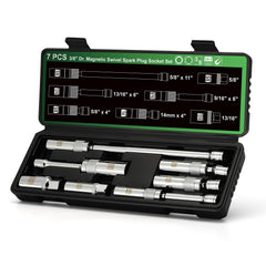 TecoTek front packaging showing full 7-piece spark plug kit and benefits