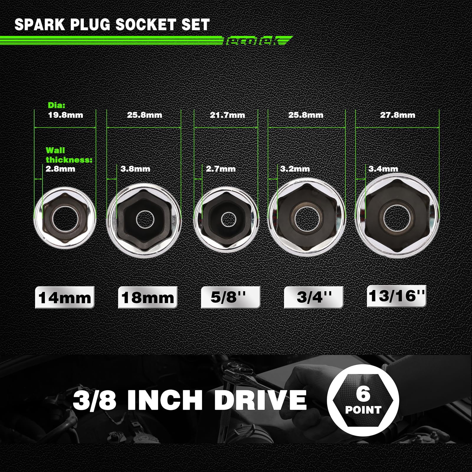 TecoTek spark plug gapper with socket demonstrating measurement and adjustment ease