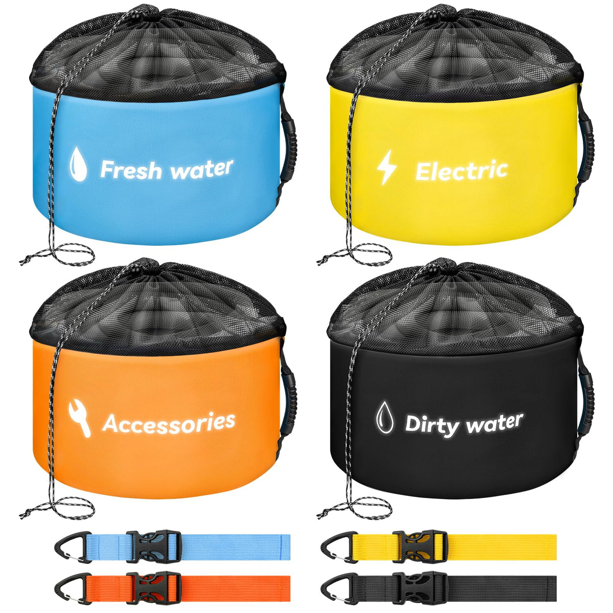 Tecreddy front view of 4-pack showing waterproof storage and organized benefit