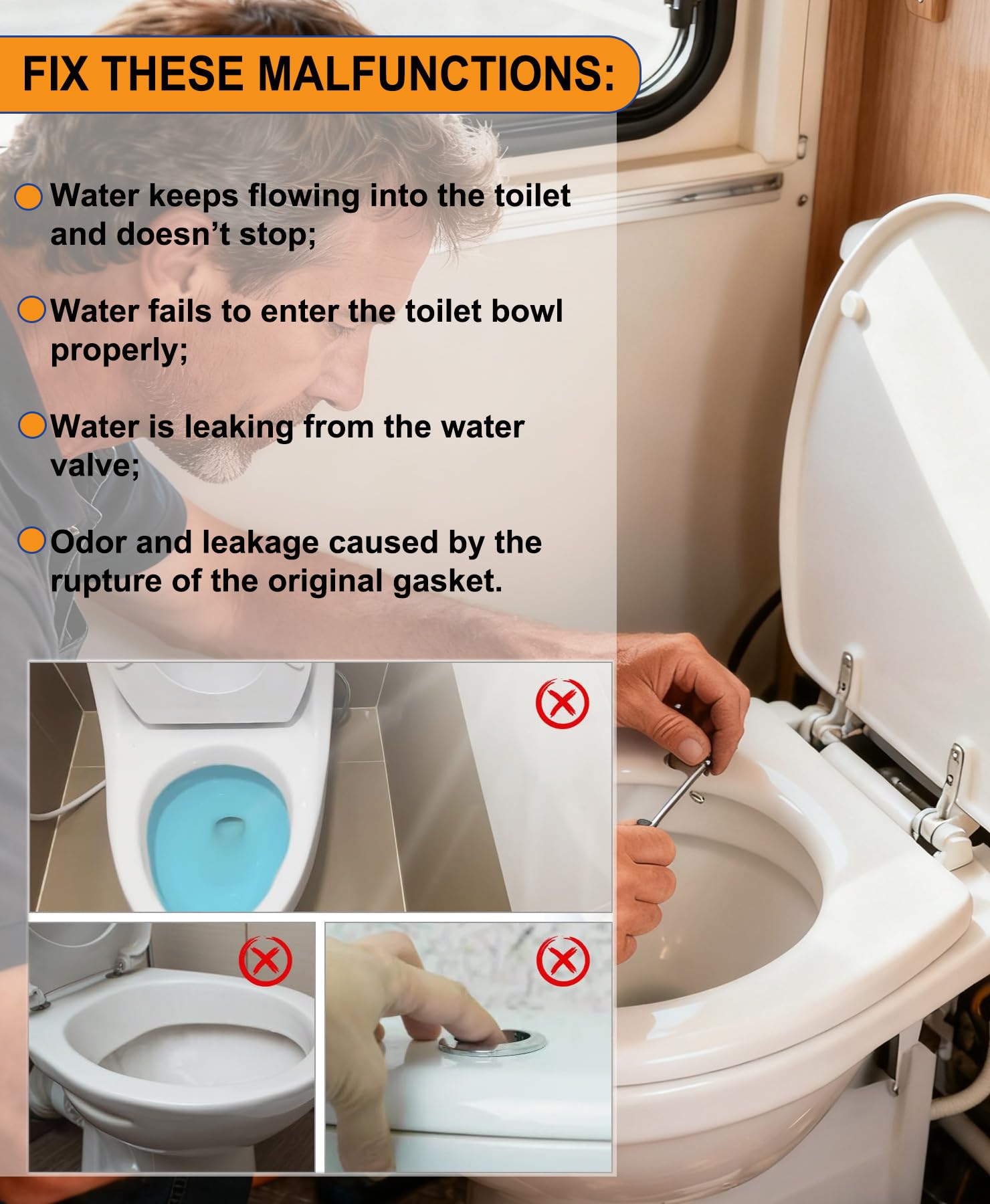 TeegRoow installed valve inside Dometic toilet demonstrating leak prevention