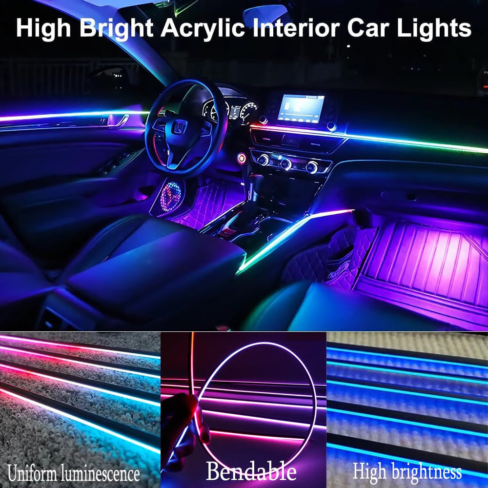 TEKSHINNY LED strips installed in car footwell creating mood lighting