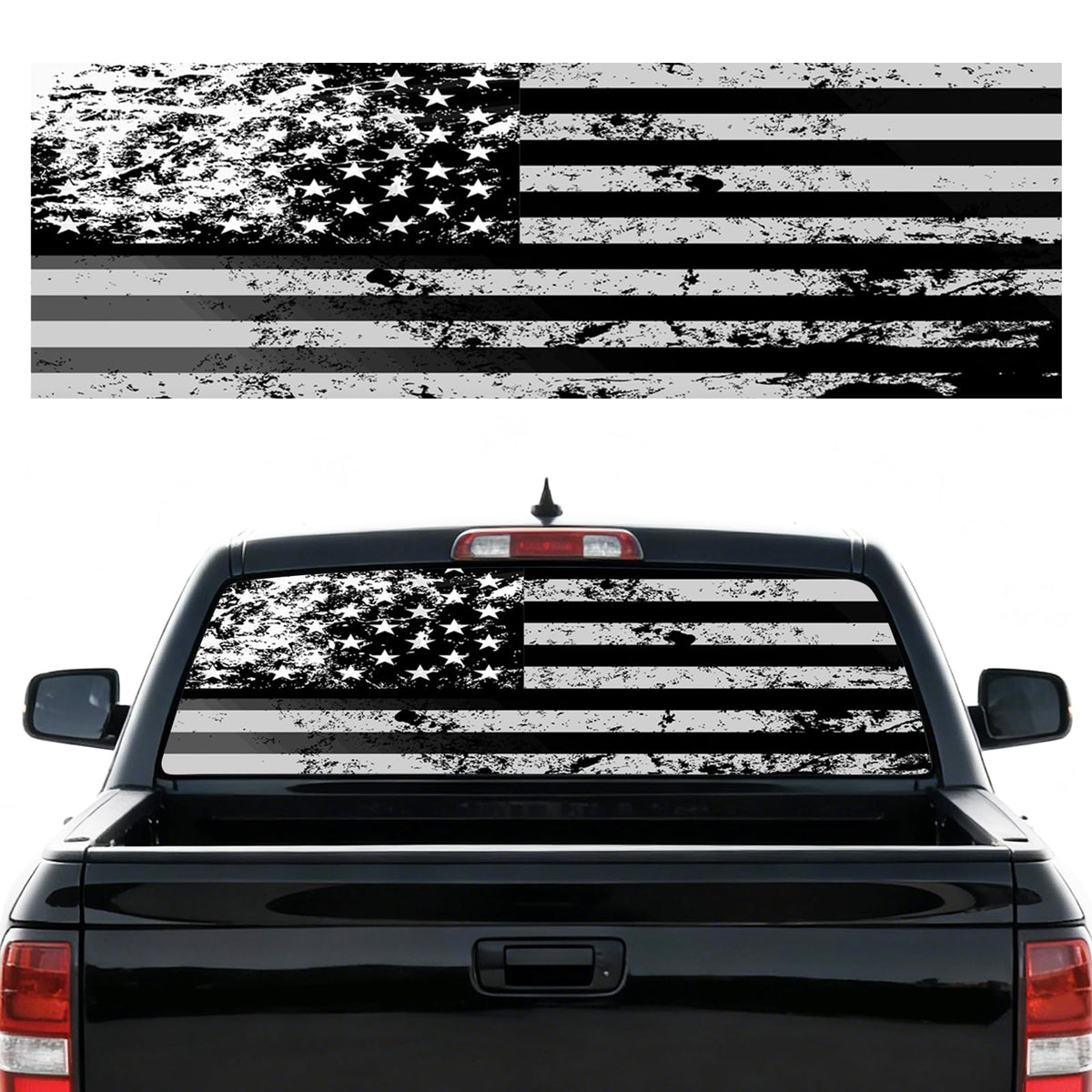 Telimocy front packaging of 65x17 flag decal showing product and branding benefits