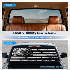 Telimocy installed on pickup rear window demonstrating patriotic look and safe visibility