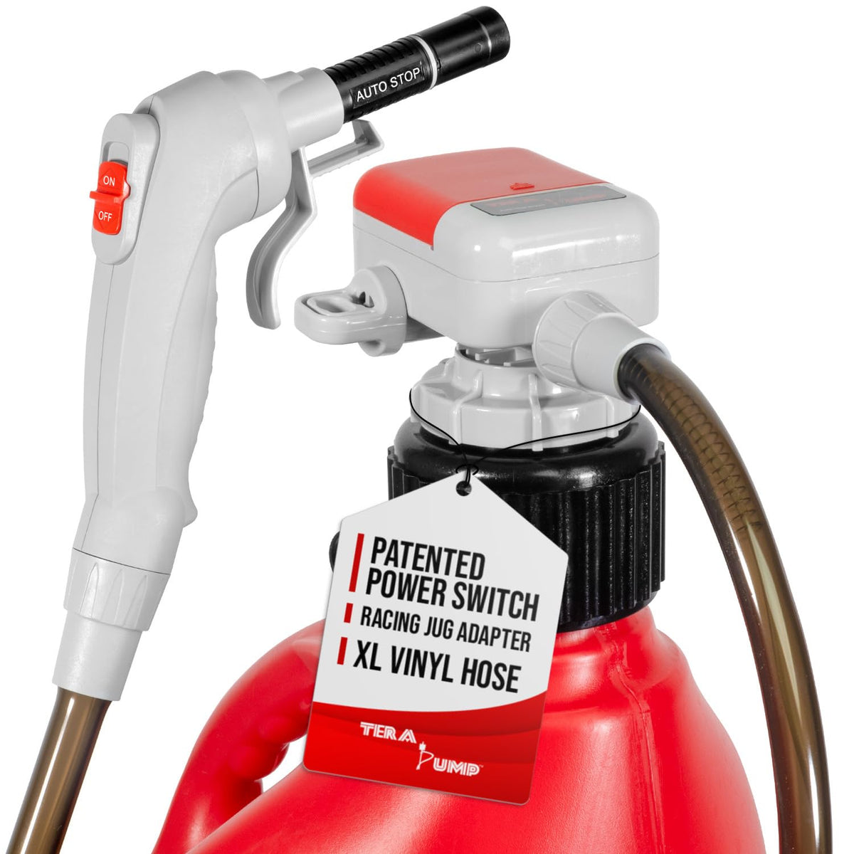 TERA PUMP front view showing compact portable design and nozzle benefit