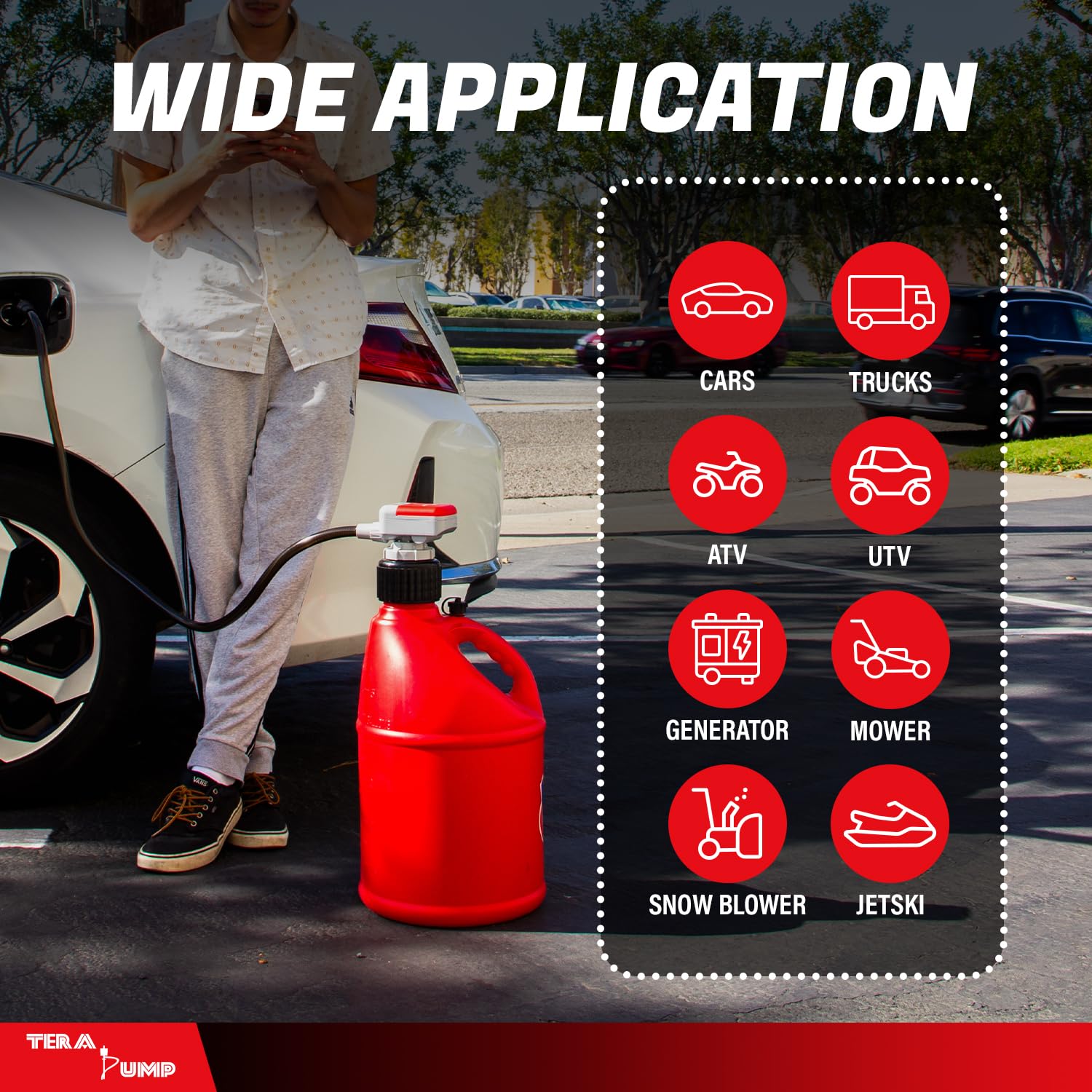 TERA PUMP in a garage lifestyle scene highlighting easy home use