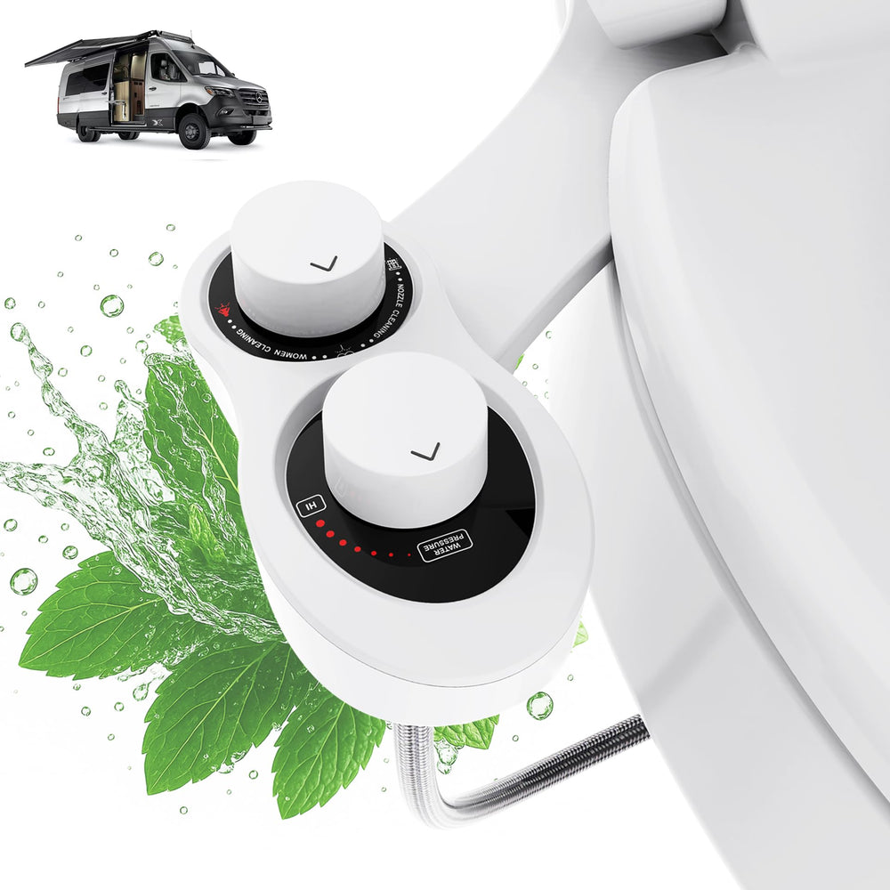 Terapaton front profile installed on RV toilet showing compact fit and convenience