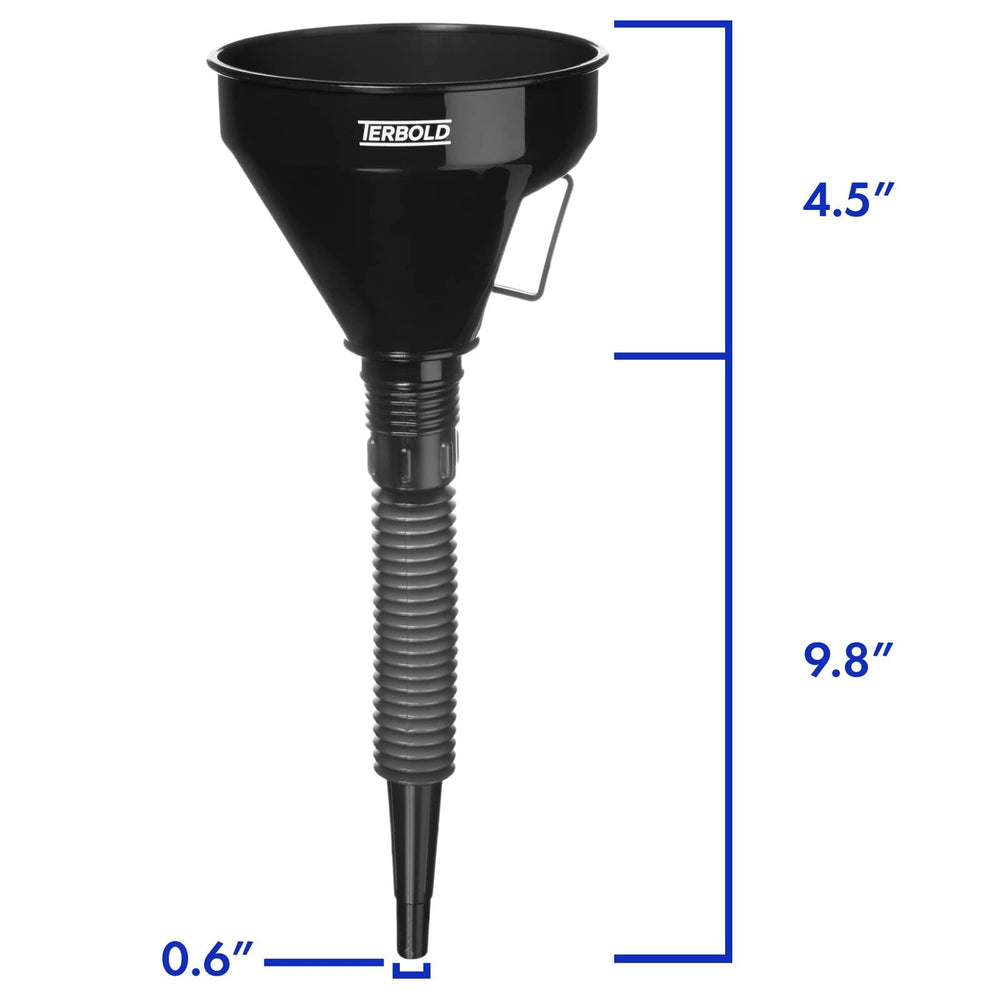 Terbold black and blue funnels color-coded to prevent cross-contamination
