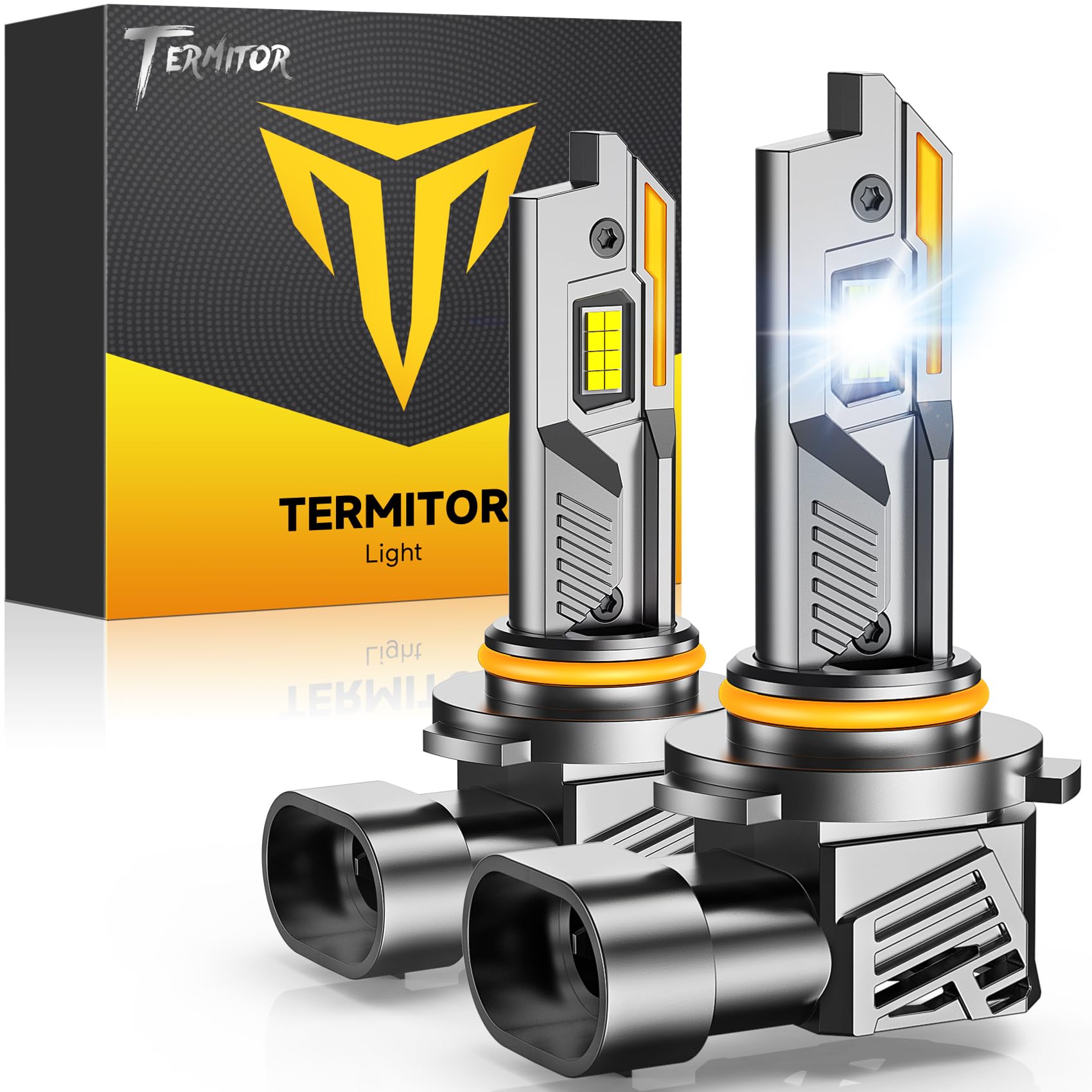 Termitor 9005 front packaging showing two bulbs and benefits, clear unboxing view