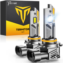 Termitor 9005 front packaging showing two bulbs and benefits, clear unboxing view