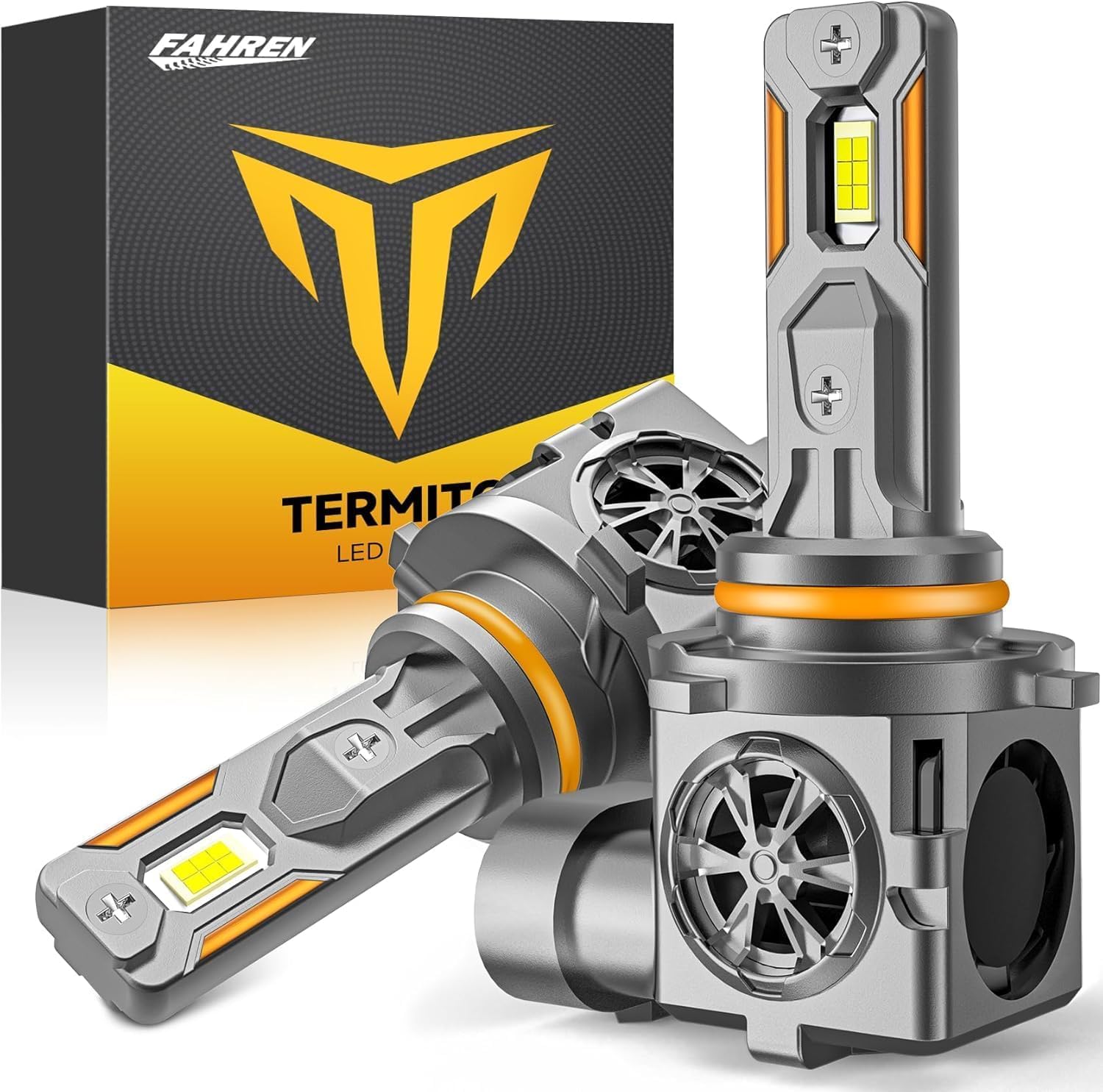 Termitor 9005 front view pair showing compact plug-and-play design and bright beam