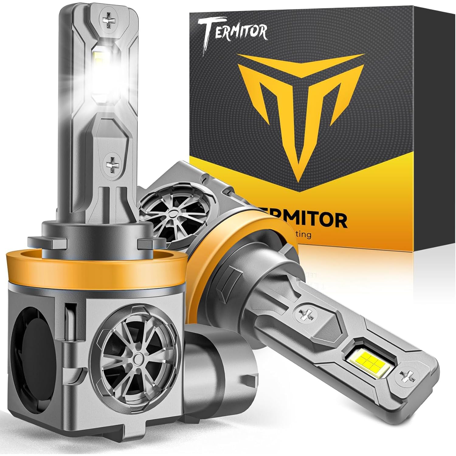 Termitor front view of H11 bulb showing compact plug-and-play design and bright benefit
