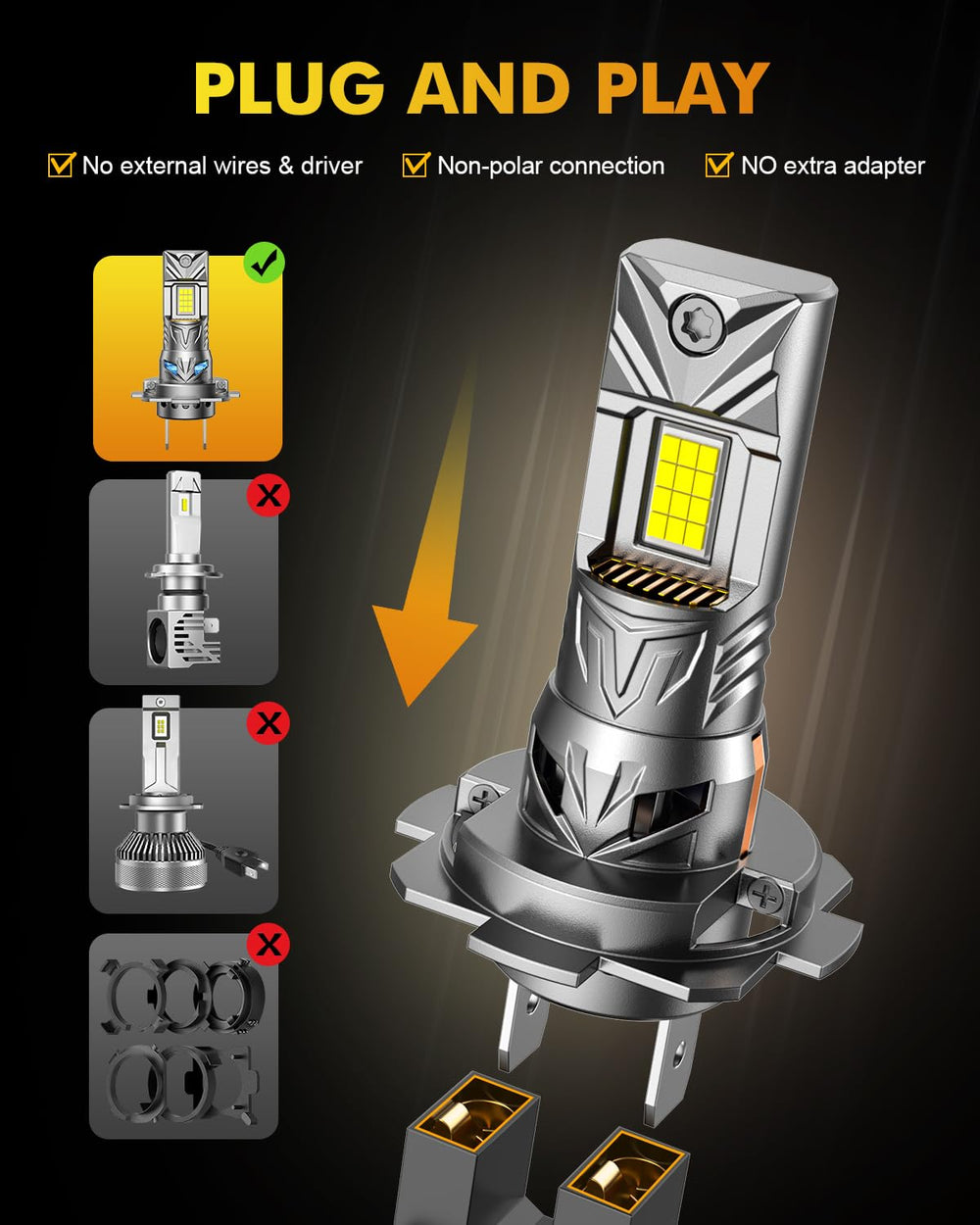 Termitor installed in headlight showing focused beam pattern that reduces glare