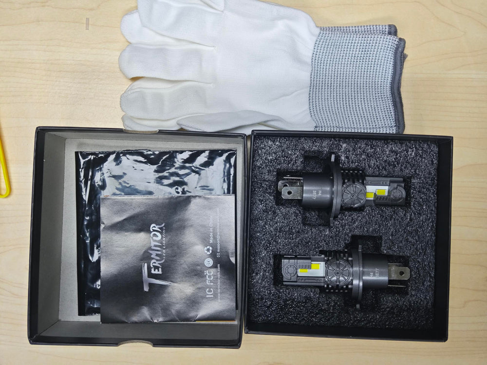 Termitor next to halogen bulb for size comparison and direct swap