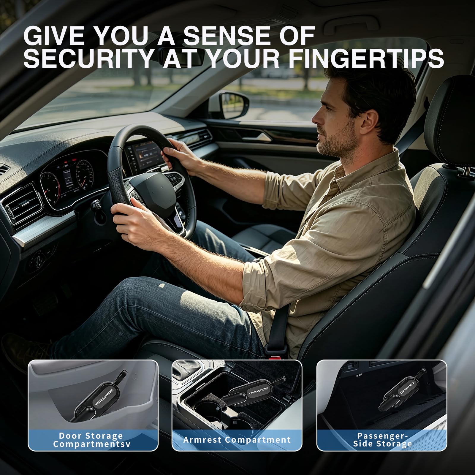 TERRASTRIKE CAR ESCAPE stored in glove box for immediate driver access and convenience