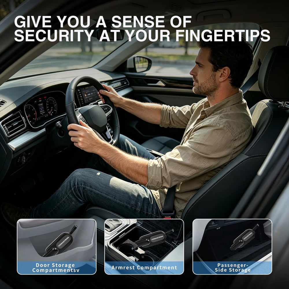 TERRASTRIKE CAR ESCAPE stored in glove box for immediate driver access and convenience