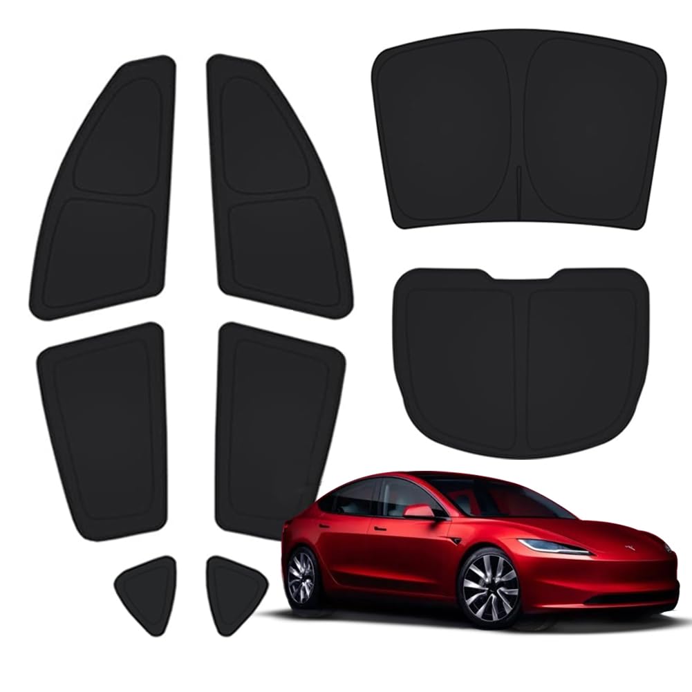 TESBEAUTY front packaging for Model 3 curtain showing complete kit and benefits