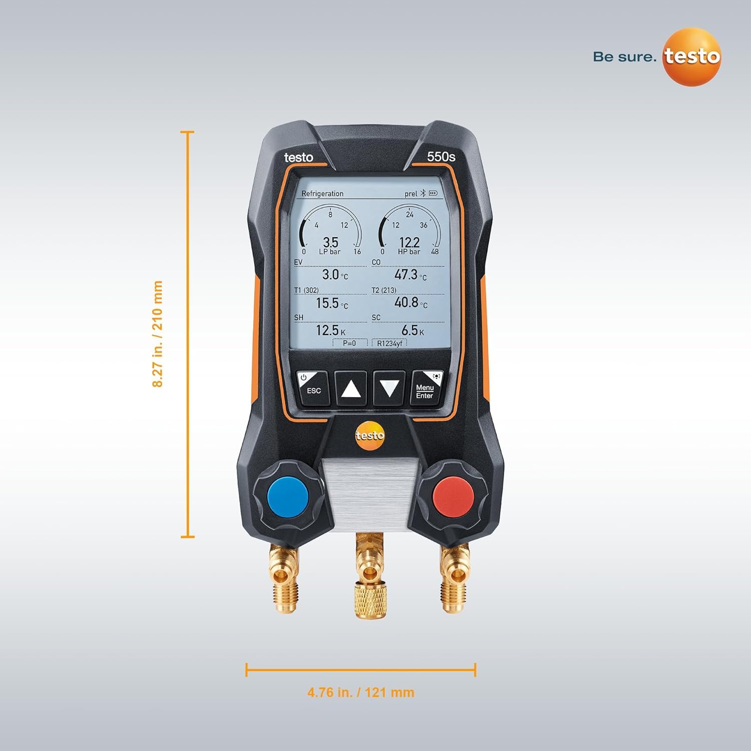 Rear housing of Testo 550s showing IP54 protection against dust and splash