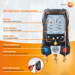 Testo 550s pressure ports and connectors for reliable service connections