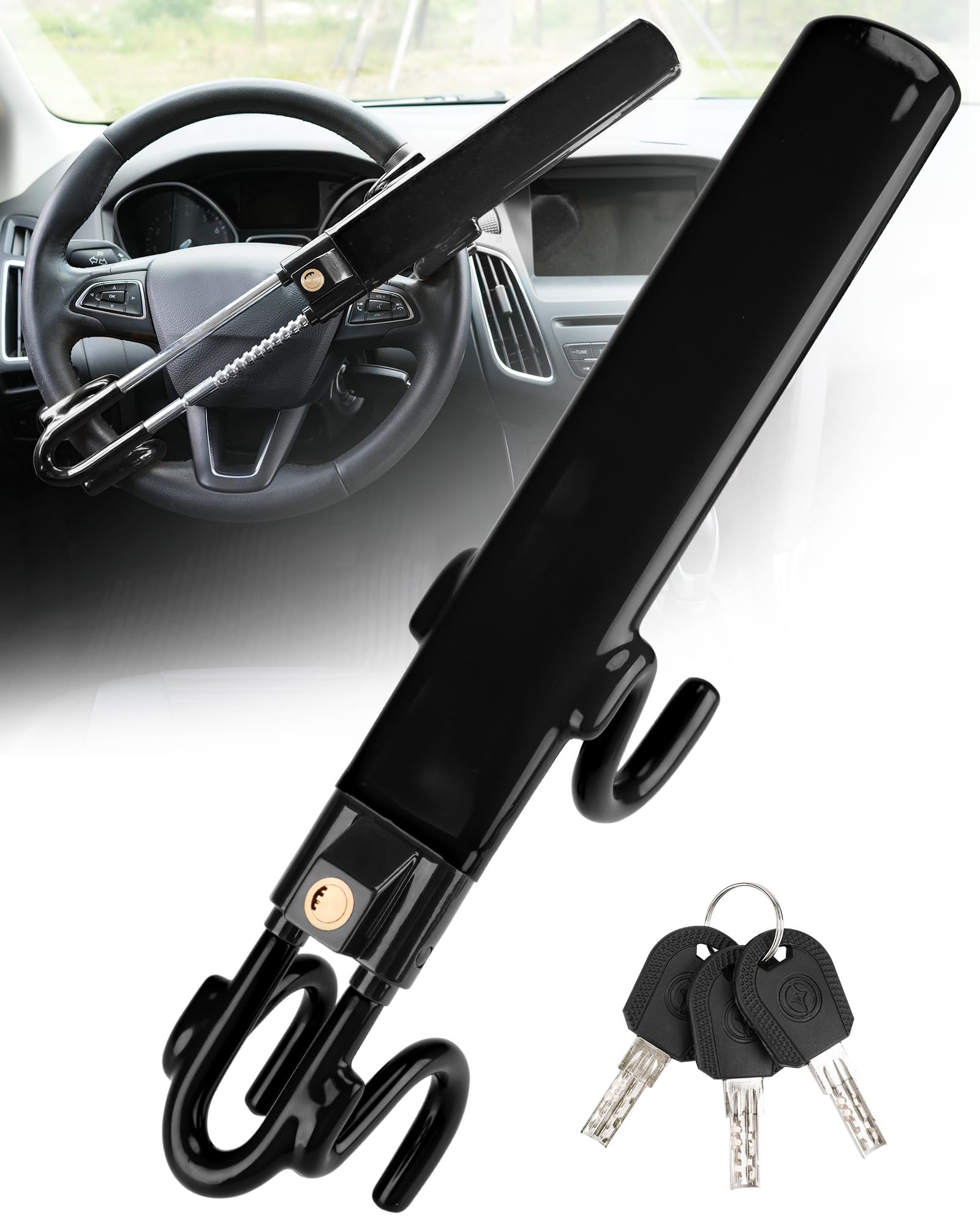 Tevlaphee front view showing lock attached, clear visual deterrent