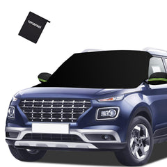 Tevlaphee front view of windshield cover on car showing full protection and quick setup