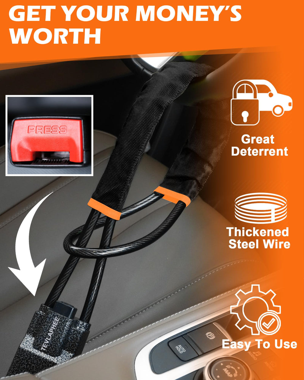 Tevlaphee lifestyle parked car deterrent showing visible protection advantage