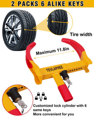 Tevlaphee wheel lock mounted on trailer wheel demonstrating secure immobilization