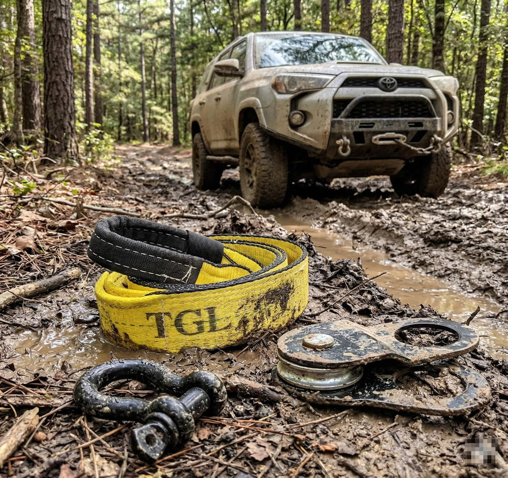 TGL strap attached to winch cable showing use as winch extension safely