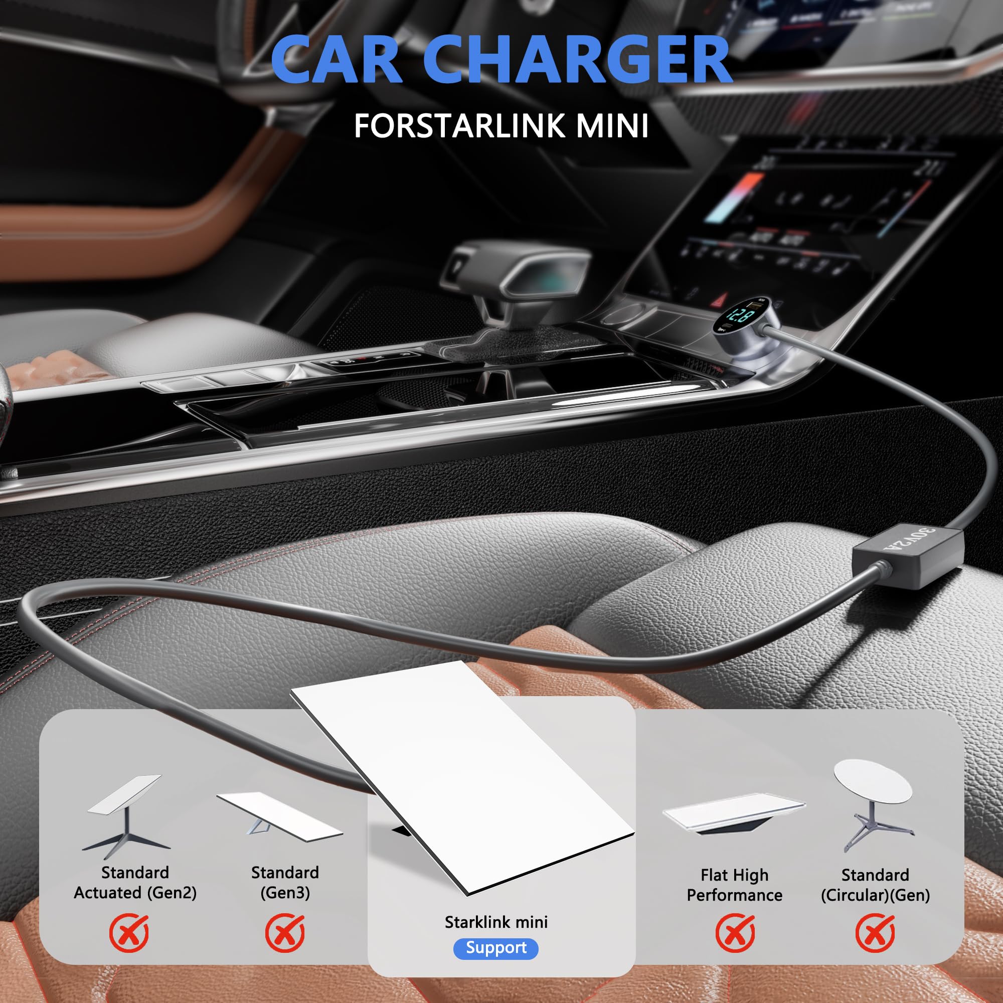 THALASSOTECH dedicated 30V DC connector closeup, secure Starlink Mini power