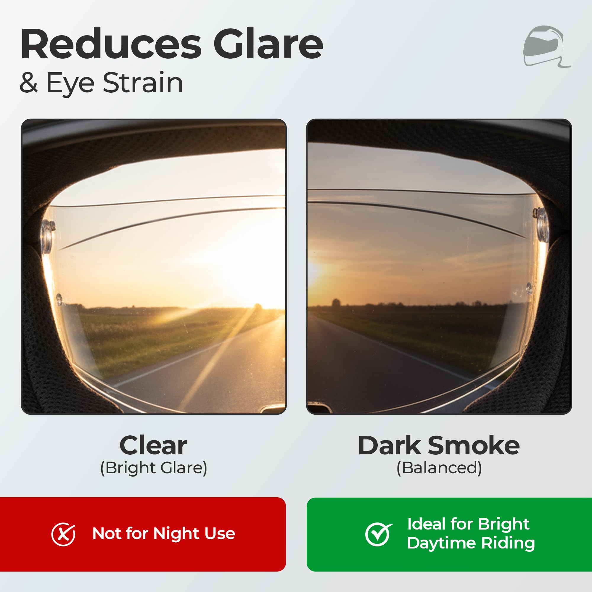 The Helmet Shop HJ-33 clear visor in low-light demonstrating night visibility