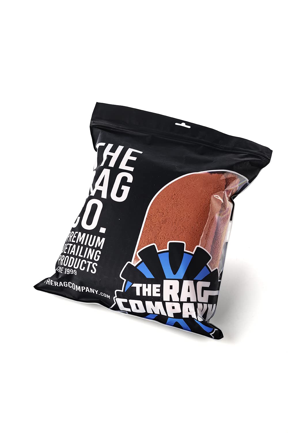 The Rag Company macro texture shot showing dense microfiber for streak-free buffing