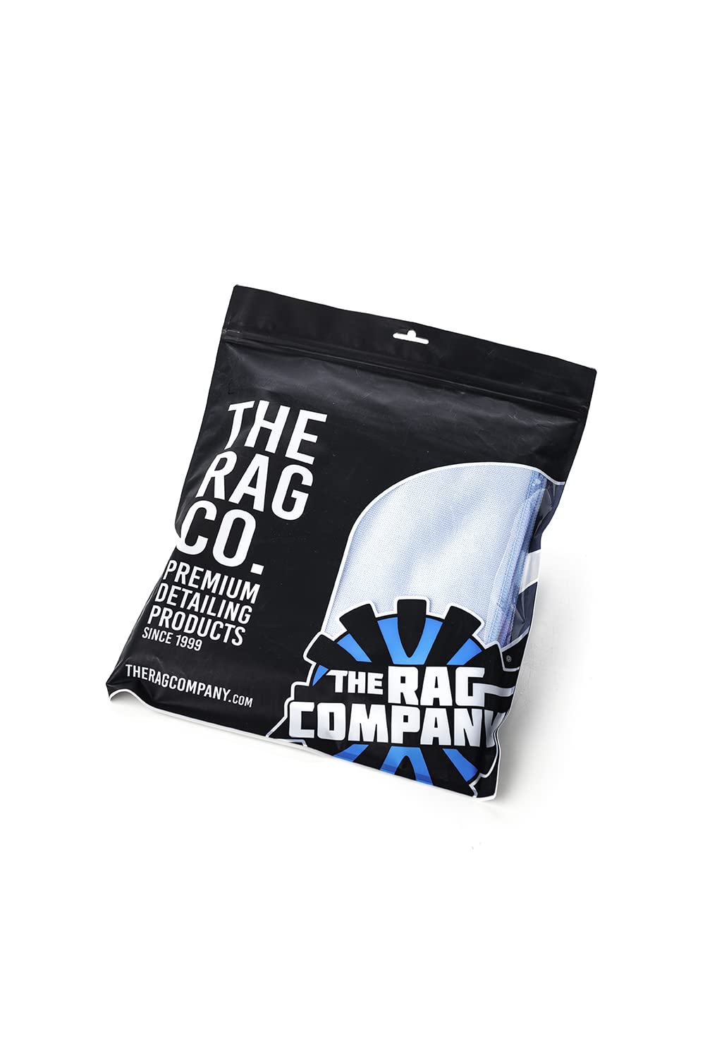 The Rag Company towel polishing a car window delivering clear, streakless visibility
