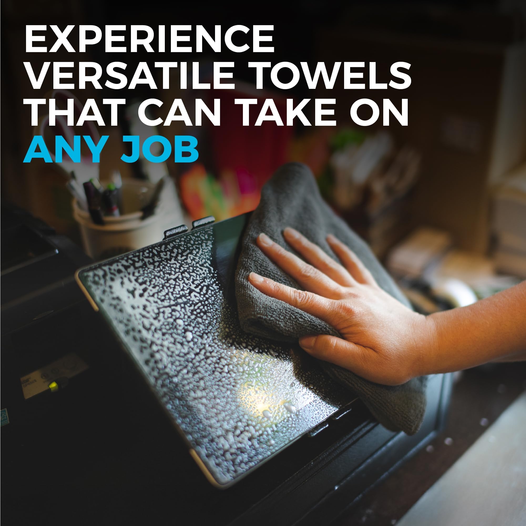 The Rag Company on kitchen counter demonstrating multi-surface versatility and cleanliness