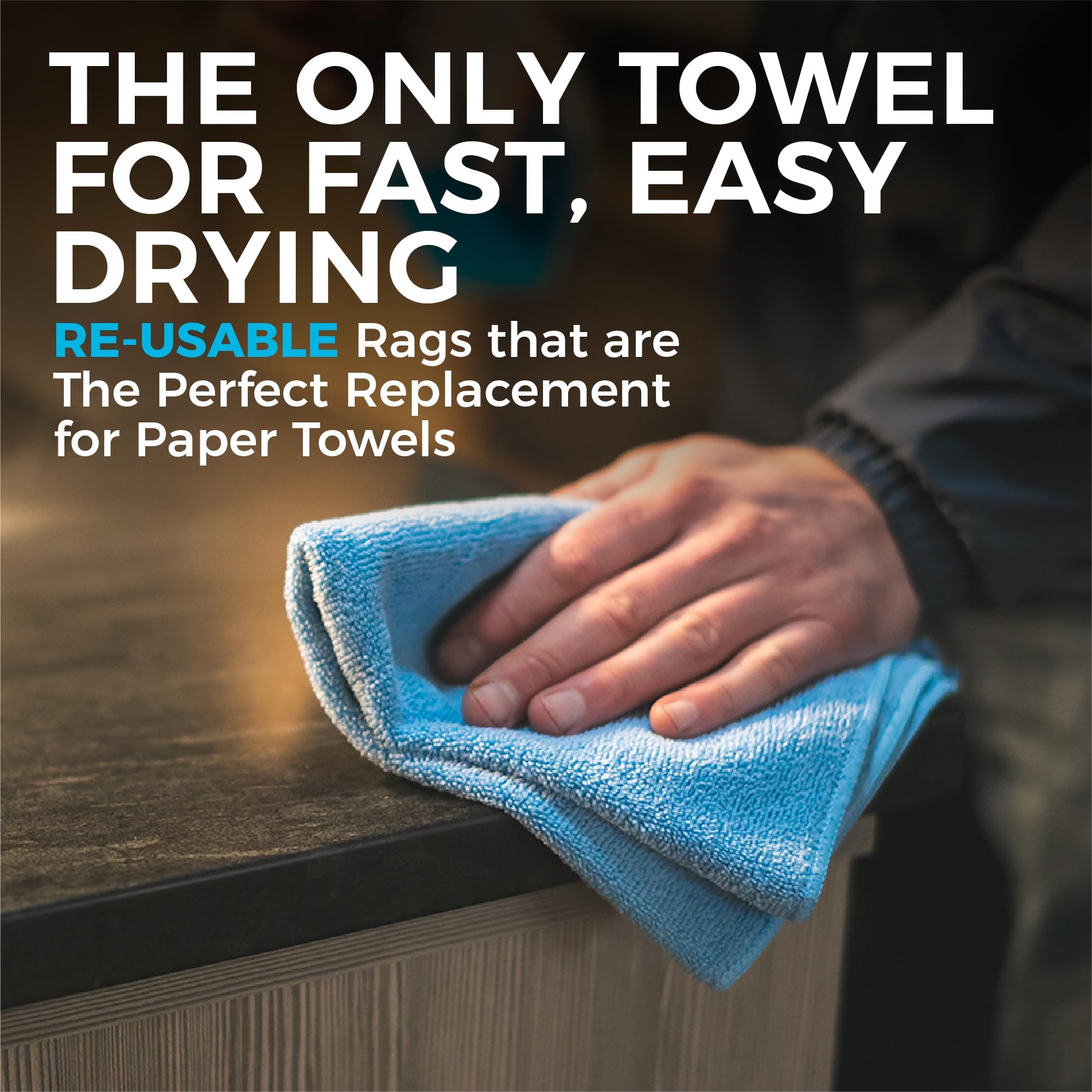 The Rag Company towel in washer and dryer showing machine-washable durability