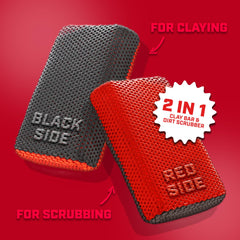 The Rag Company scrubber dual-sided view highlighting scrubbing and clay functions