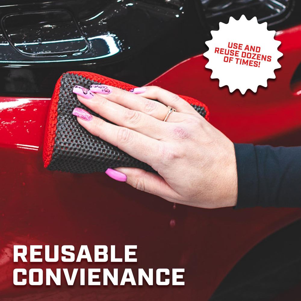 The Rag Company scrubber held in hand showing compact size and control benefits