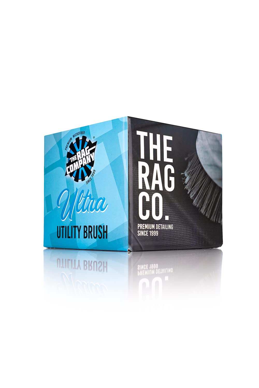 The Rag Company brush in use on wheel spoke reaching tight crevices for deep clean