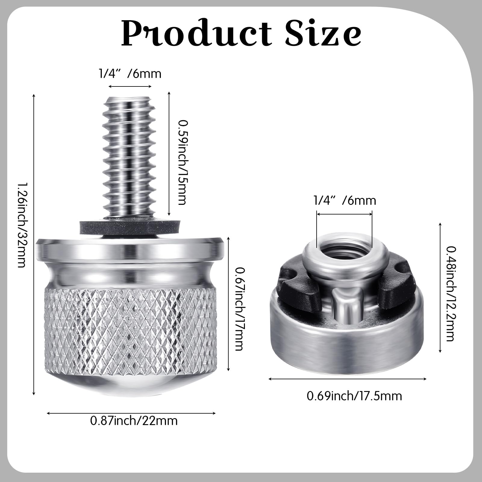 Therwen close-up of knurled bolt head offering easy hand-grip installation