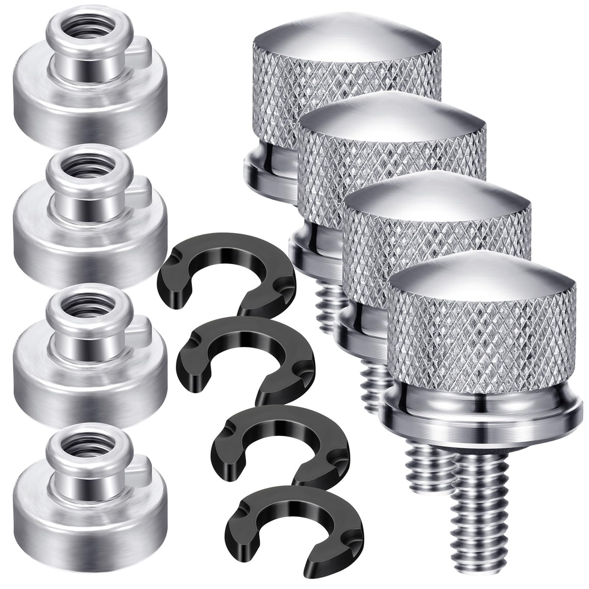 Therwen front view of silver seat bolt set showing complete kit and fit benefit