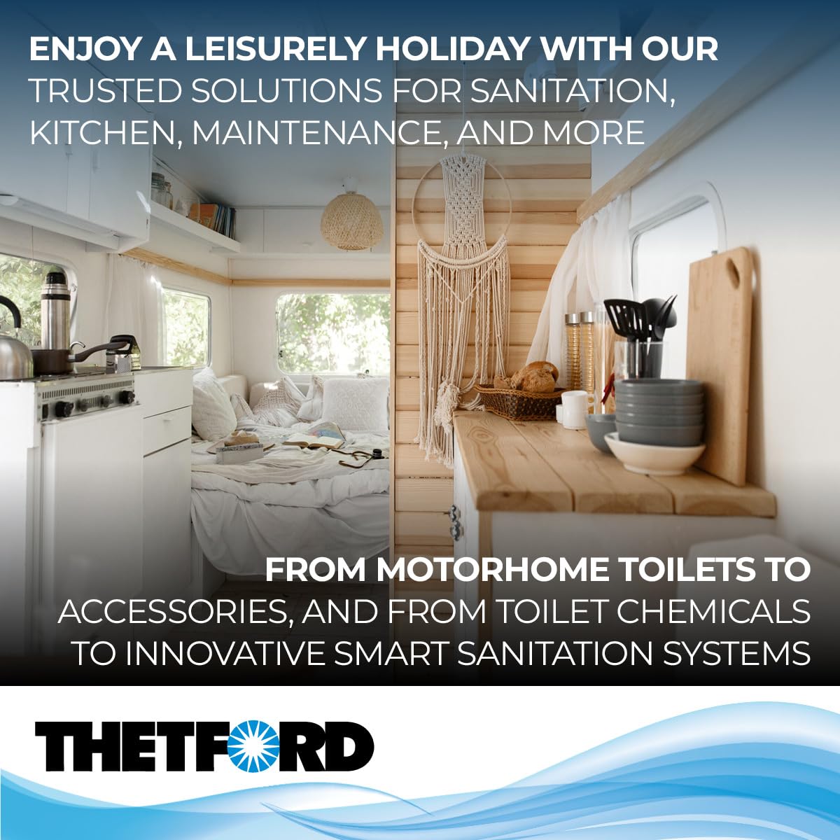 Thetford base installed in an RV bathroom showing compact convenient fit