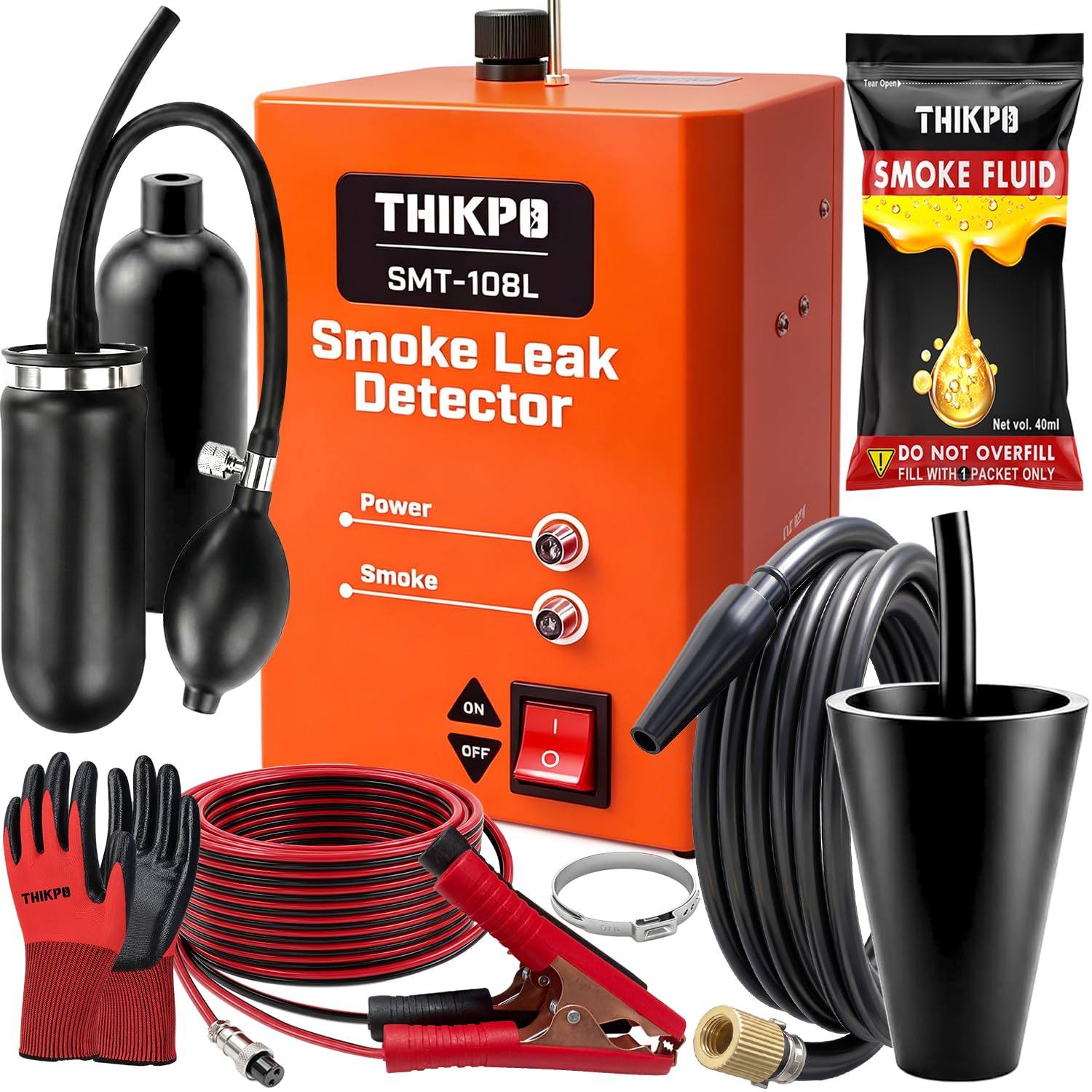 THIKPO front view of smoke machine showing controls and carry handle, easy portability