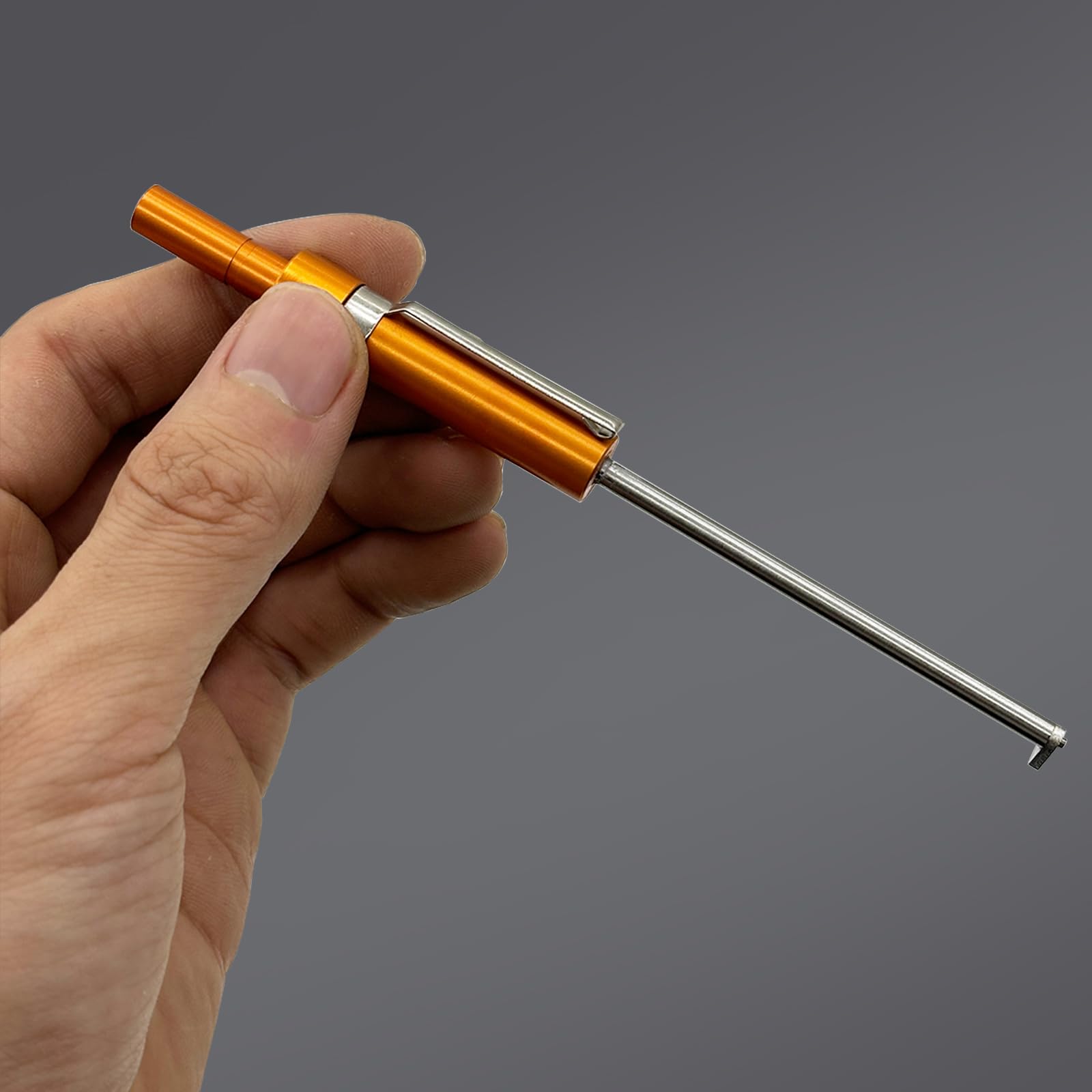 THIKPO gauge next to ruler showing compact size and easy storage