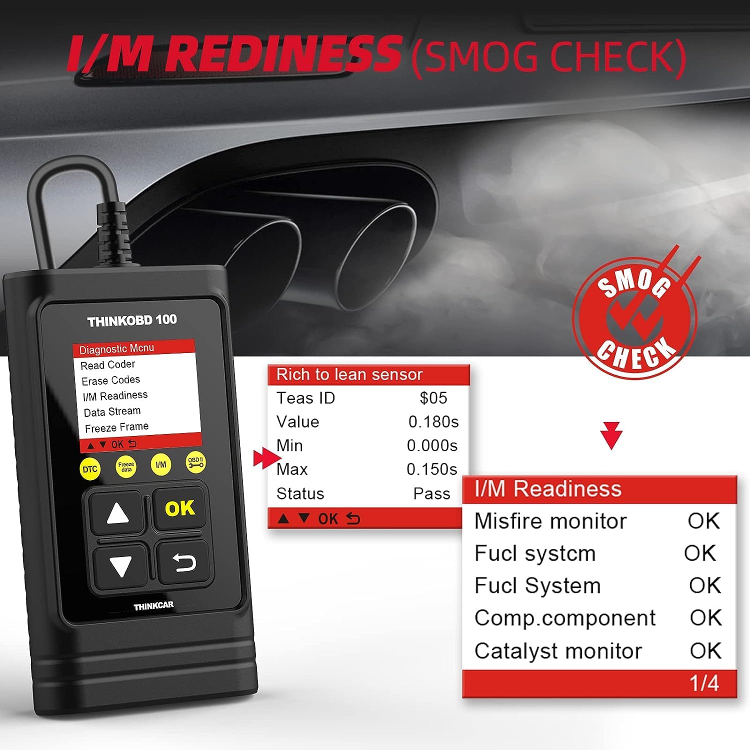 thinkcar THINKOBD100 screen displaying live data for faster troubleshooting
