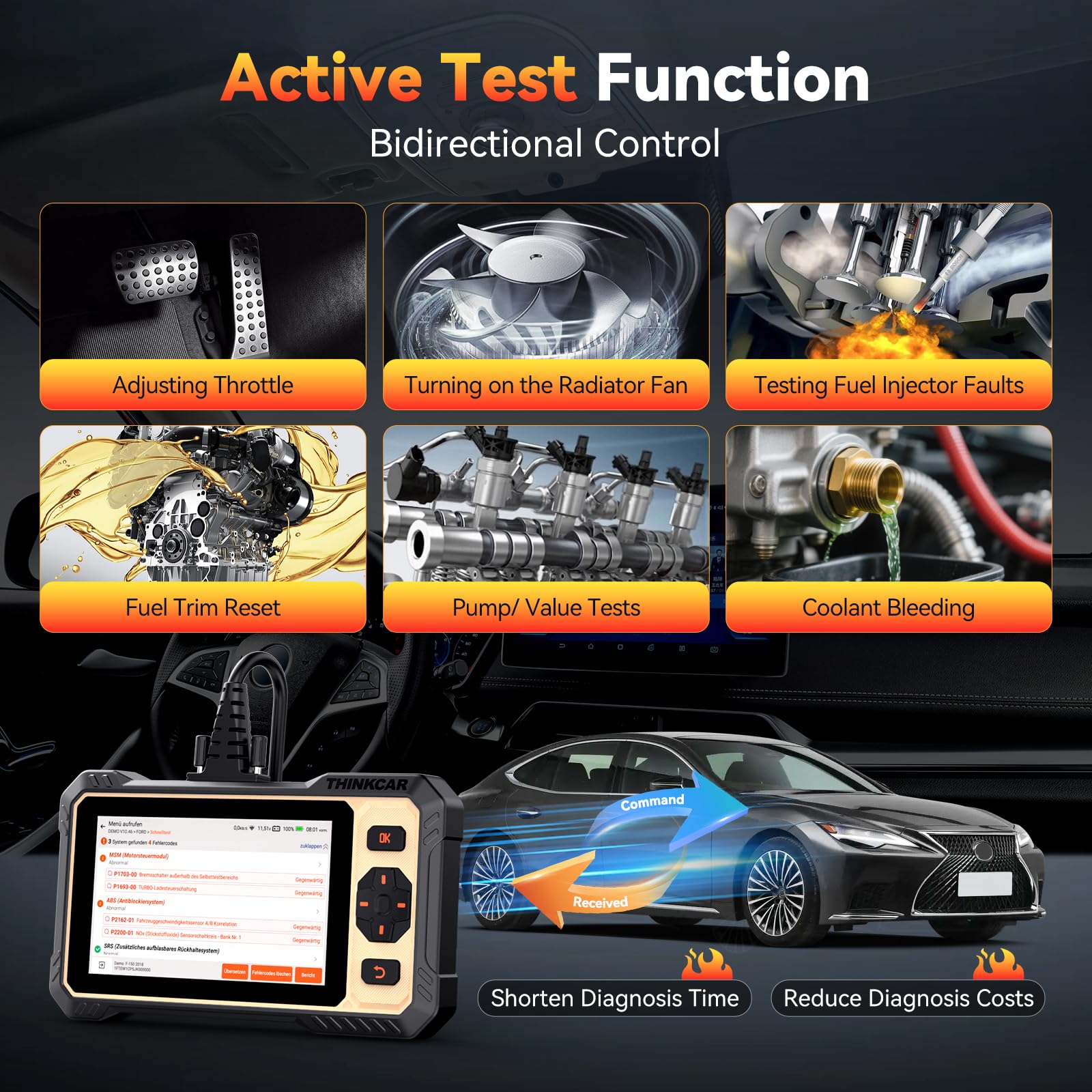 thinkcar THINKSCAN 662 touchscreen close-up displaying clear menus and faster navigation