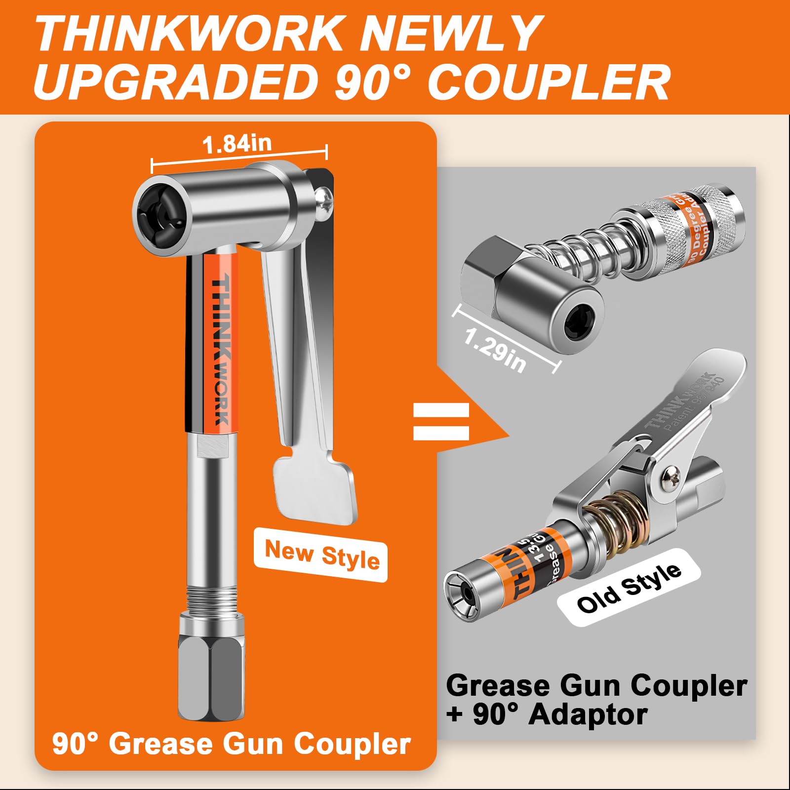 THINKWORK close-up of 90-degree coupler highlighting compact profile for tight access